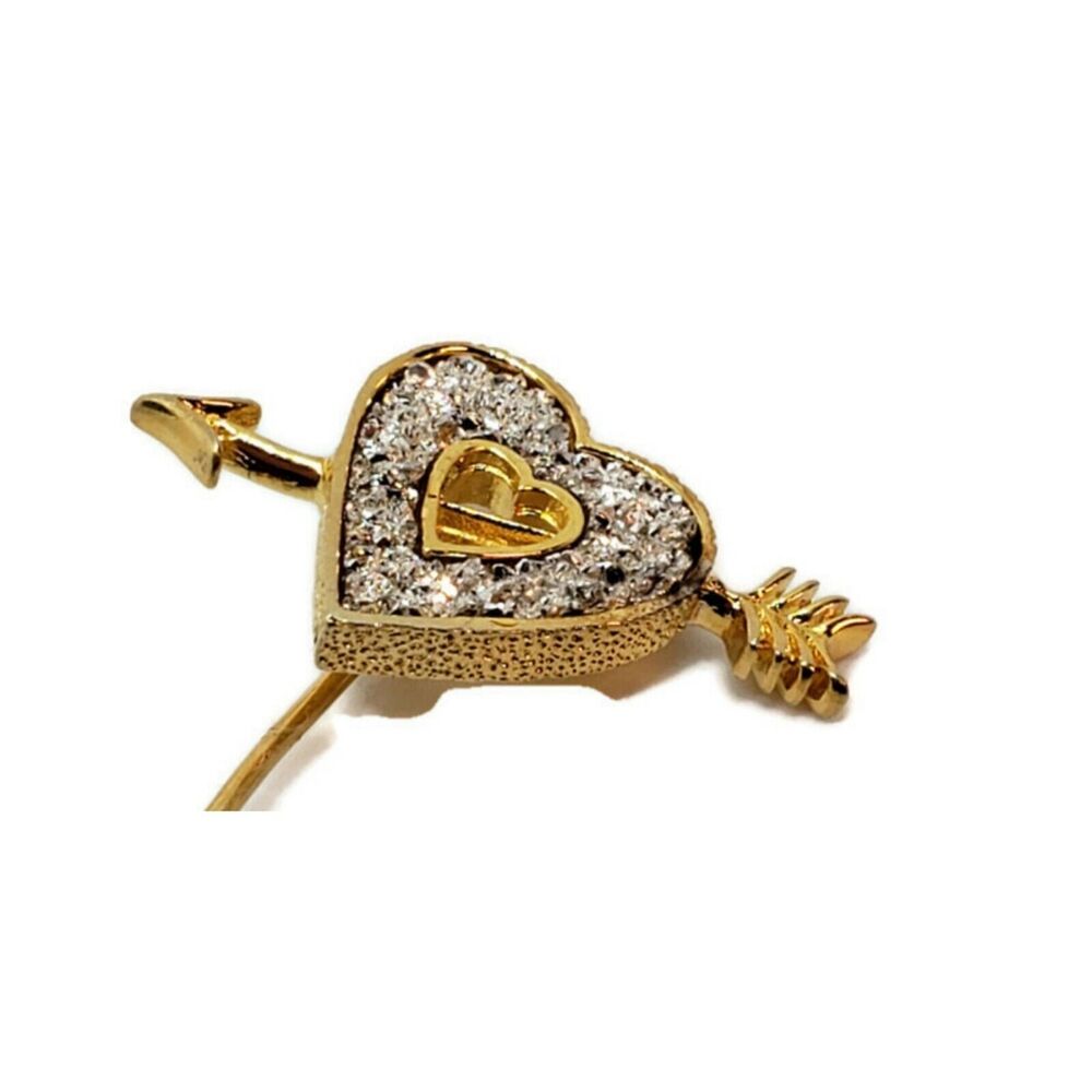 Vintage Franklin Mint 1979 Lover's Heart 24 Kt Gold Over Silver Stick Pin Brooch - Picture 3 of 12